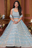 Tantalizing Sky-Blue Sequins Net Bridesmaid Lehenga Choli With Dupatta