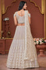 Spectacular Beige Zarkan Net Bridesmaid Lehenga Choli With Dupatta