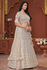 Spectacular Beige Zarkan Net Bridesmaid Lehenga Choli With Dupatta