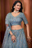 Wonderful Sky-Blue Zarkan Net Bridesmaid Lehenga Choli With Dupatta