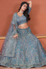 Wonderful Sky-Blue Zarkan Net Bridesmaid Lehenga Choli With Dupatta