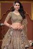 Fabulous Golden Zarkan Net Bridesmaid Lehenga Choli With Dupatta