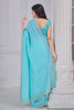 Wonderful Sky-Blue Hand Work Organza Function Wear Saree With Blouse