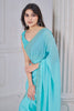 Wonderful Sky-Blue Hand Work Organza Function Wear Saree With Blouse