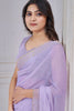 Fantastic Lavender Beads Work Organza Party Wear Saree With Blouse