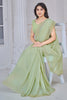 Amazing Light Green Beads Work Organza Function Wear Saree With Blouse