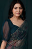 Surprising Teal Blue Zarkan Work Silk Party Wear Saree With Blouse