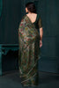Glamorous Green Floral Print Silk Event Wear Saree With Blouse