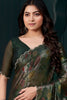 Glamorous Green Floral Print Silk Event Wear Saree With Blouse