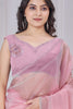 Magnetic Light Pink Zarkan Work Organza Wedding Wear Saree With Blouse