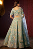 Ravishing Pista Green Thread Work Organza Designer Lehenga Choli