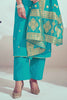 Pretty Sky-Blue Cord Embroidery Silk Wedding Wear Pant Suit