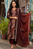 Wonderful Maroon Printed Silk Event Wear Pant Suit With Dupatta