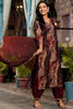 Wonderful Maroon Printed Silk Event Wear Pant Suit With Dupatta