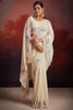 Beautiful White Sequins Georgette Function Wear Saree With Blouse