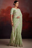 Alluring Pista Green Embroidered Organza Event Wear Saree With Blouse