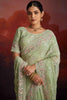 Alluring Pista Green Embroidered Organza Event Wear Saree With Blouse