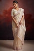 Alluring Off-White Embroidered Net Party Wear Saree With Blouse