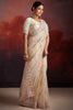 Alluring Off-White Embroidered Net Party Wear Saree With Blouse