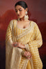 Tantalizing Mustard Heavy Embroidery Work Organza Haldi Wear Saree