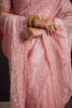 Fabulous Peach Sequins Work Organza Wedding Wear Saree With Blouse