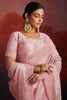 Fabulous Peach Sequins Work Organza Wedding Wear Saree With Blouse