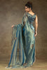 Alluring Dusty Green Hand Work Organza Function Wear Saree