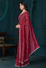 Ravishing Maroon Diamond Work Crepe Event Wear Saree With Blouse