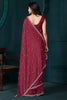 Ravishing Maroon Diamond Work Crepe Event Wear Saree With Blouse