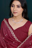 Ravishing Maroon Diamond Work Crepe Event Wear Saree With Blouse