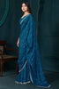 Fascinating Teal Blue Hand Work Crepe Function Wear Saree With Blouse