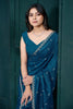 Fascinating Teal Blue Hand Work Crepe Function Wear Saree With Blouse