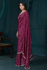 Spectacular Wine Color Hand Work Crepe Party Wear Saree With Blouse