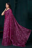 Surprising Wine Color Hand Work Crepe Party Wear Saree With Blouse