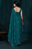 Incredible Teal Green Diamond Work Crepe Party Wear Saree With Blouse