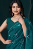 Incredible Teal Green Diamond Work Crepe Party Wear Saree With Blouse