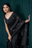 Awesome Black Hand Work Crepe Cocktail Wear Saree With Blouse