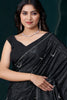 Awesome Black Hand Work Crepe Cocktail Wear Saree With Blouse