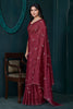 Attractive Maroon Diamond Work Crepe Party Wear Saree With Blouse