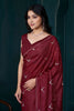 Attractive Maroon Diamond Work Crepe Party Wear Saree With Blouse