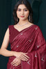 Attractive Maroon Diamond Work Crepe Party Wear Saree With Blouse