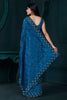 Shocking Blue Diamond Work Silk Party Wear Saree With Blouse