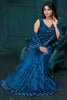 Shocking Blue Diamond Work Silk Party Wear Saree With Blouse