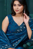 Shocking Blue Diamond Work Silk Party Wear Saree With Blouse