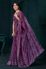 Dazzling Purple Sequins Work Silk Function Wear Saree With Blouse