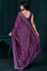 Dazzling Purple Sequins Work Silk Function Wear Saree With Blouse