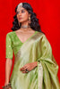 Alluring Green Zari Weaving Silk Mehendi Wear Saree With Blouse