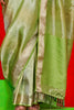 Alluring Green Zari Weaving Silk Mehendi Wear Saree With Blouse