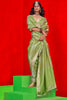 Alluring Green Zari Weaving Silk Mehendi Wear Saree With Blouse