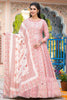 Captivating Light Pink Digital Printed Silk Traditional Gown With Dupatta